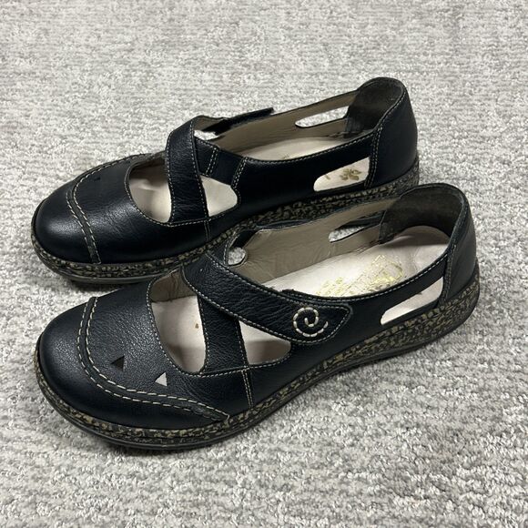 Rieker Daisy Shoes Women's 39 US 8 Mary Jane Antistress Leather Black Strappy - Picture 1 of 10